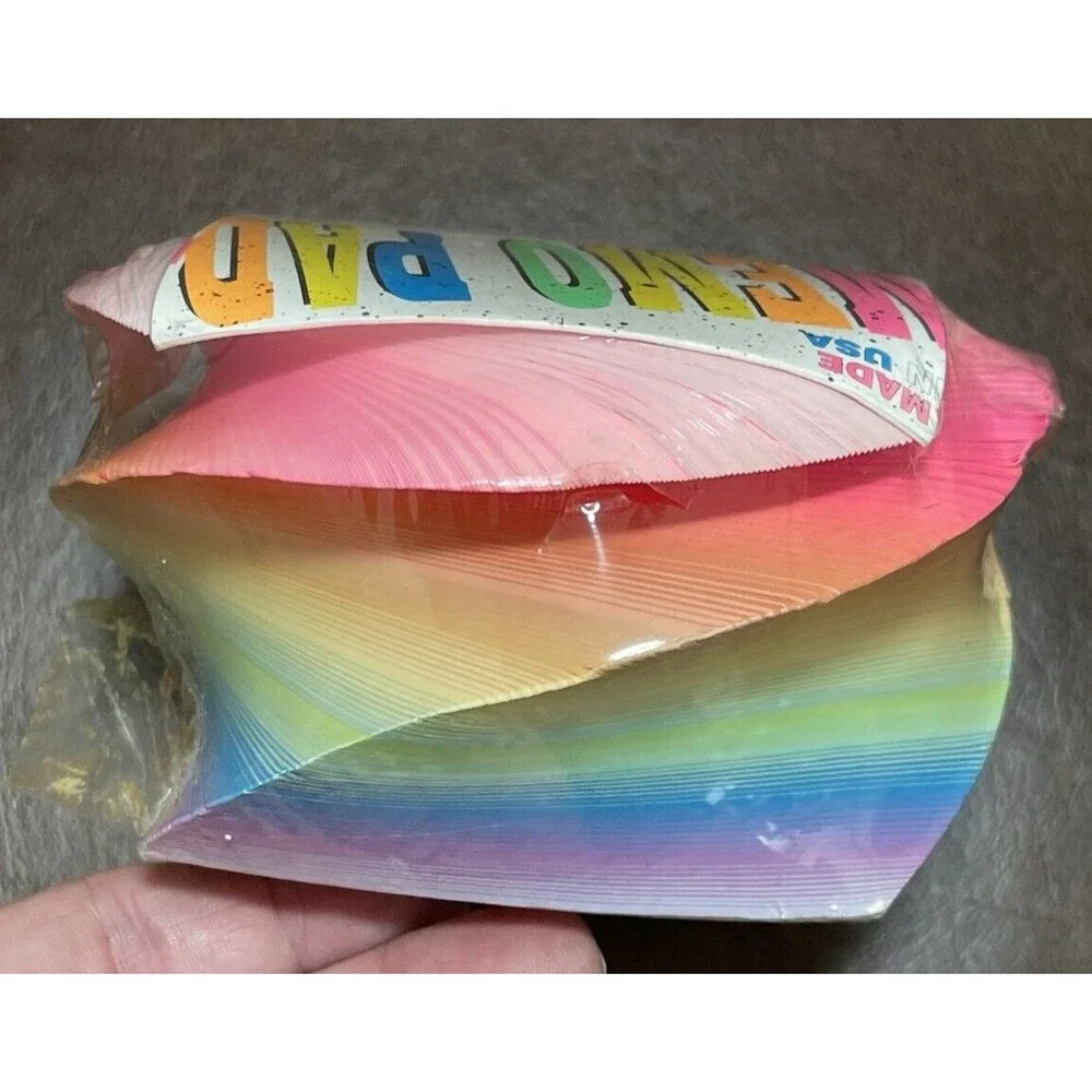 Vintage SEALED 1996 1990s Neon Swirl Memo Pad Scratch Pad Made in USA Retro NOS